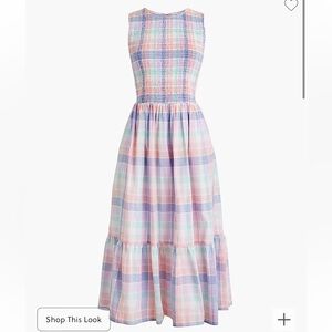 Plaid Smocked Midi Dress
